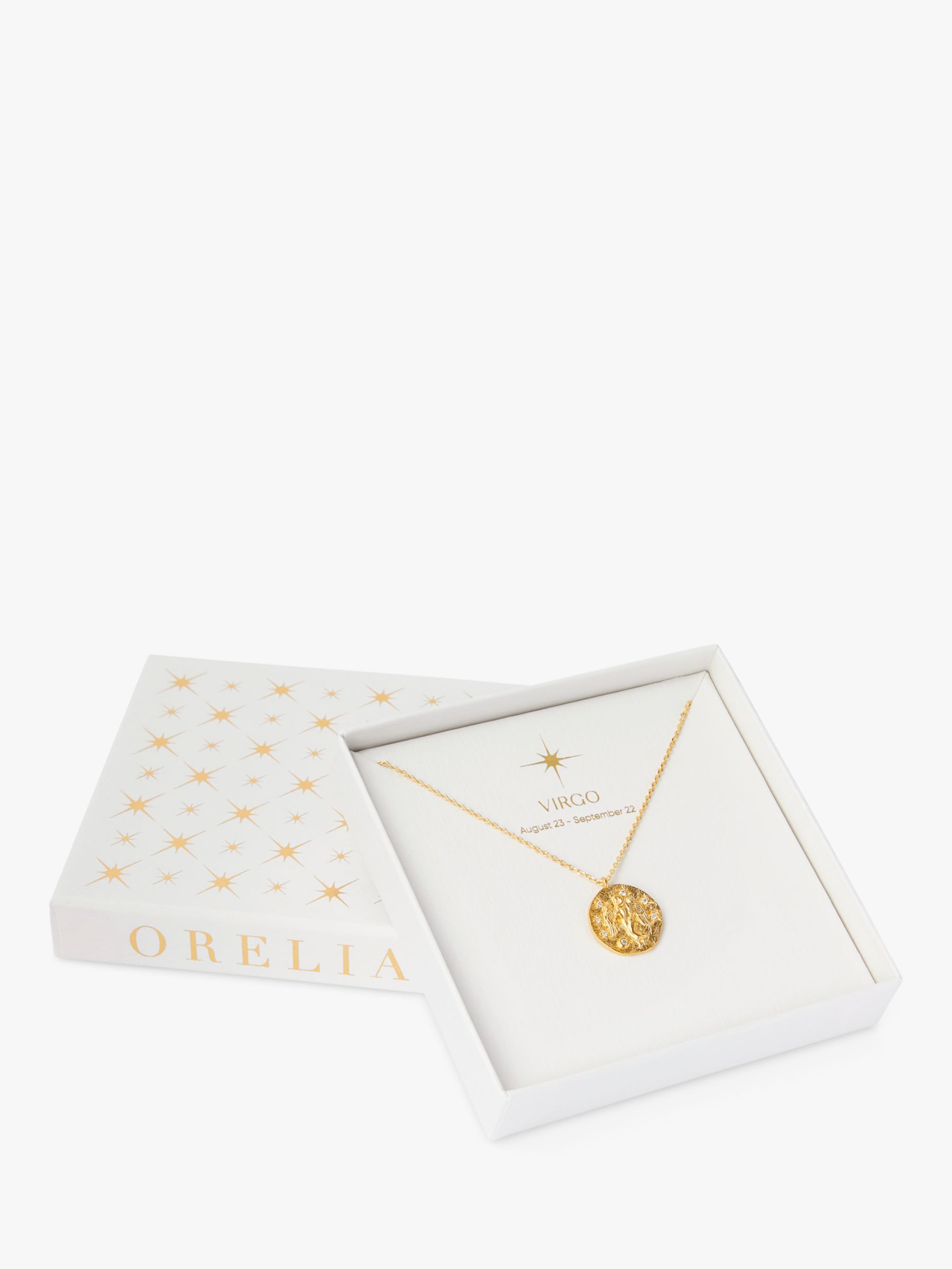 Orelia Zodiac Medallion Necklace, Gold, Virgo