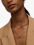 Orelia T-Bar Chain Knot Necklace, Gold