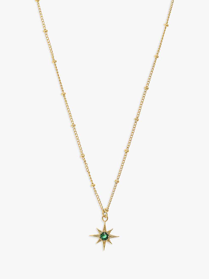 Buy Orelia Emerald Star Charm Necklace, Gold/Green Online at johnlewis.com