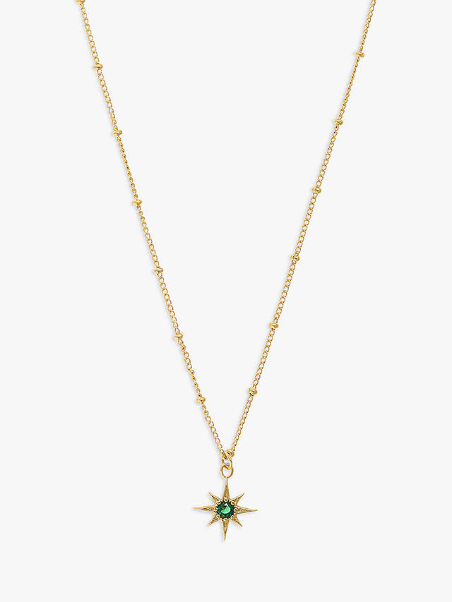Orelia Emerald Star Charm Necklace, Gold/Green