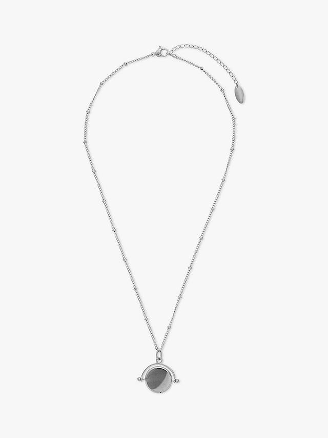 Orelia Faceted Disc Spinner Pendant Necklace, Silver