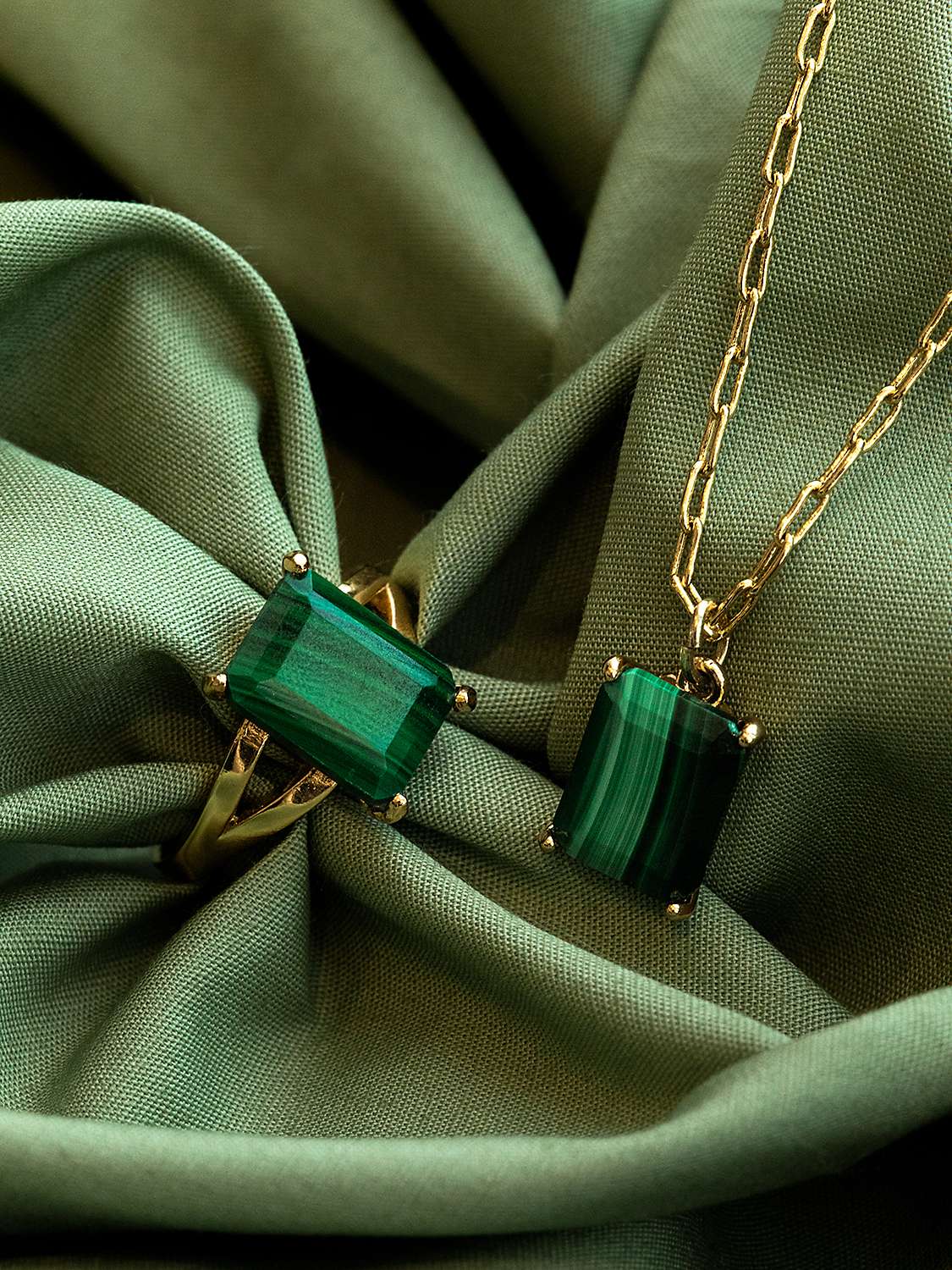 Buy Orelia Malachite Claw Set Pendant Necklace, Gold/Green Online at johnlewis.com