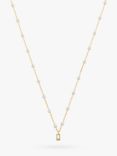 Orelia Mini Swarovski Baguette Crystal and Pearl Chain Necklace, Gold/White