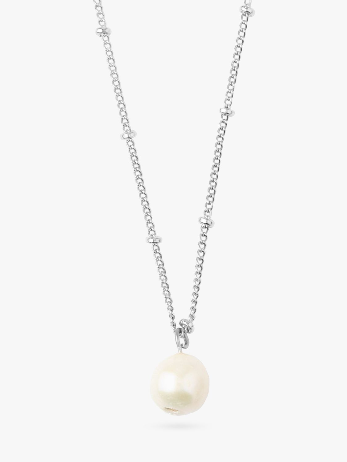 Orelia Pearl Drop Ditsy Necklace, Silver at John Lewis & Partners