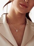 Orelia Pearl Drop Ditsy Necklace, Silver