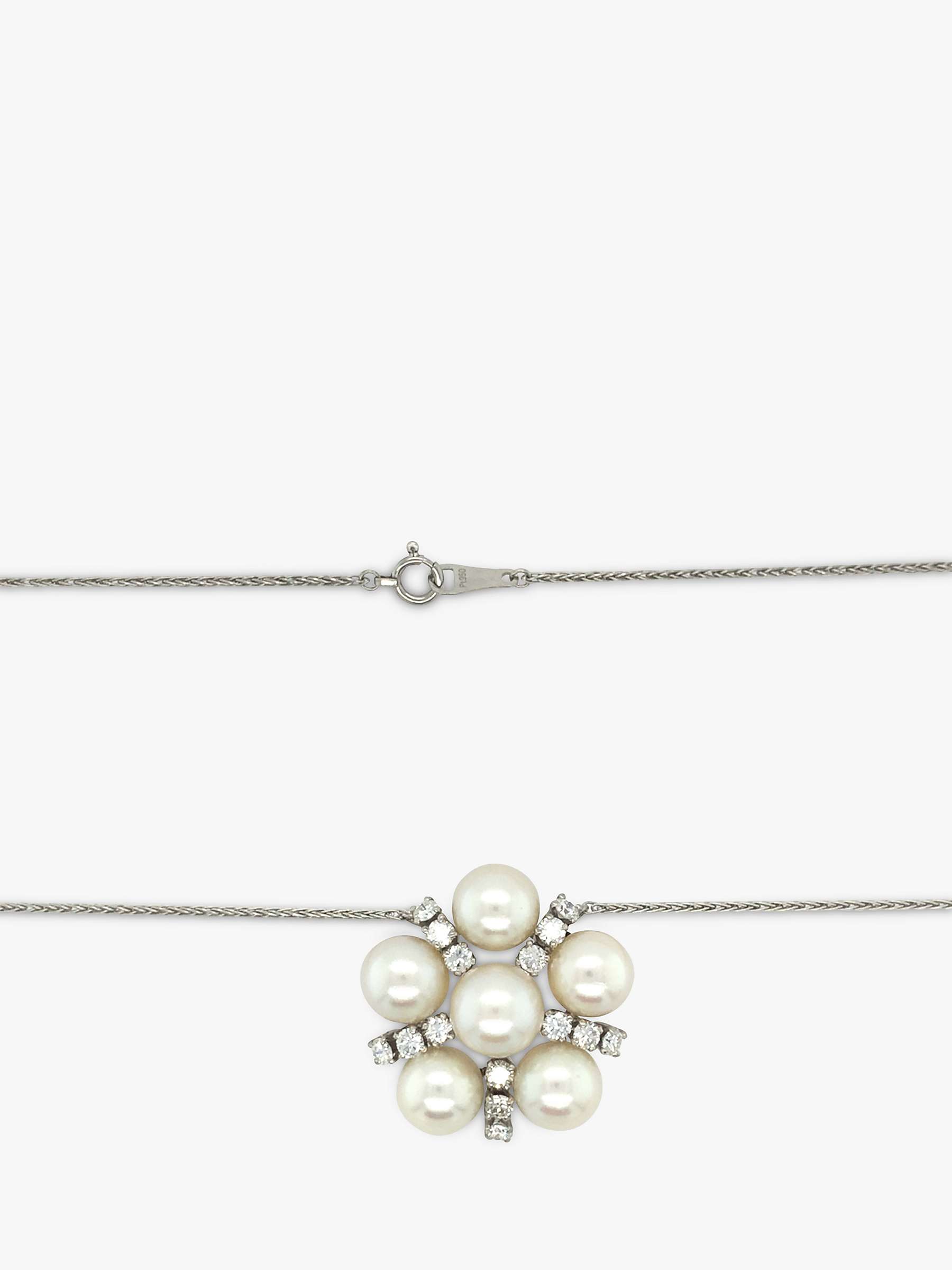 Buy Vintage Fine Jewellery Second Hand Pearl & Diamond Platinum Necklace, Dated Circa 1980s Online at johnlewis.com