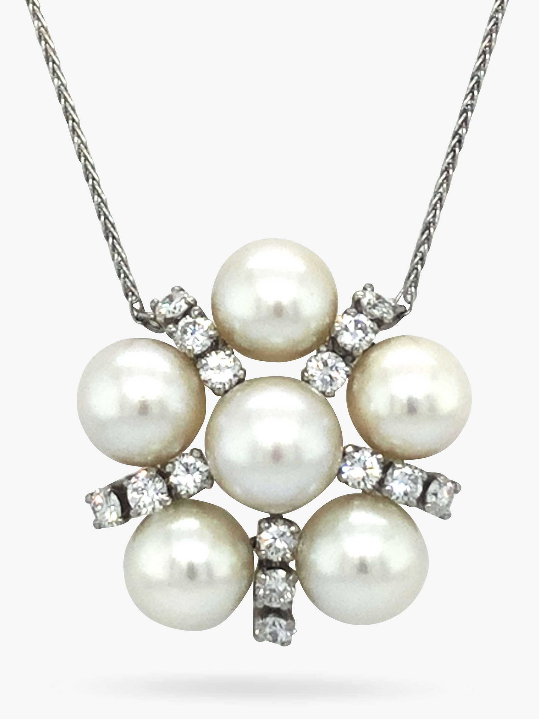 Buy Vintage Fine Jewellery Second Hand Pearl & Diamond Platinum Necklace, Dated Circa 1980s Online at johnlewis.com