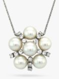 Vintage Fine Jewellery Second Hand Pearl & Diamond Platinum Necklace, Dated Circa 1980s