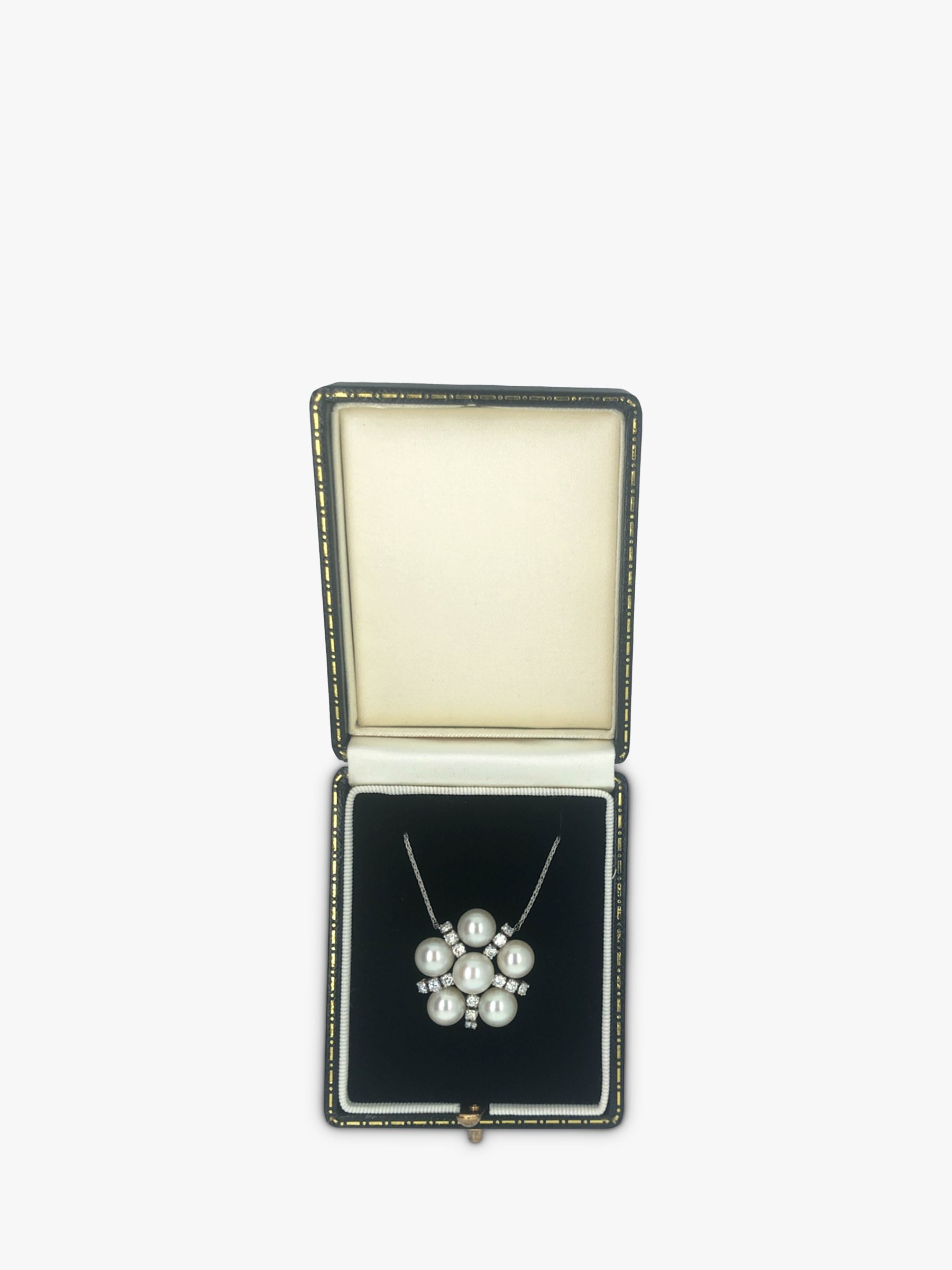 Vintage Fine Jewellery Second Hand Pearl & Diamond Platinum Necklace, Dated Circa 1980s