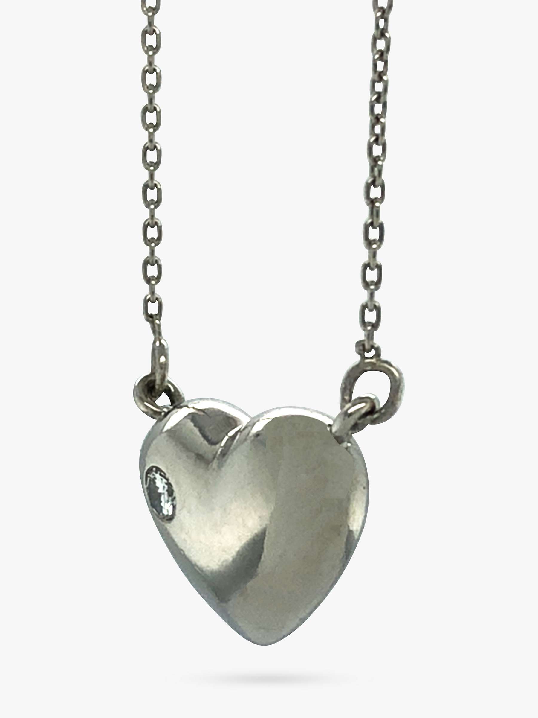Buy Vintage Fine Jewellery Second Hand Platinum Diamond Heart Pendant Necklace, Dated Circa 1980s Online at johnlewis.com