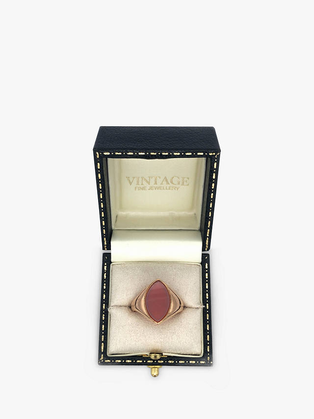 Vintage Fine Jewellery Second Hand Marquise Carnelian Signet Ring, Dated Birmingham 1889