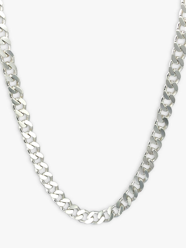Vintage Fine Jewellery Second Hand Flat Curb Link Chain Necklace, Dated Circa 1980s