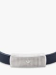 Emporio Armani Men's Leather ID Bracelet, Blue