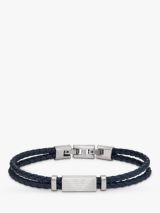 Hoxton London Men's Sapphire Braided Leather Hook Bracelet, Black/Silver at  John Lewis & Partners