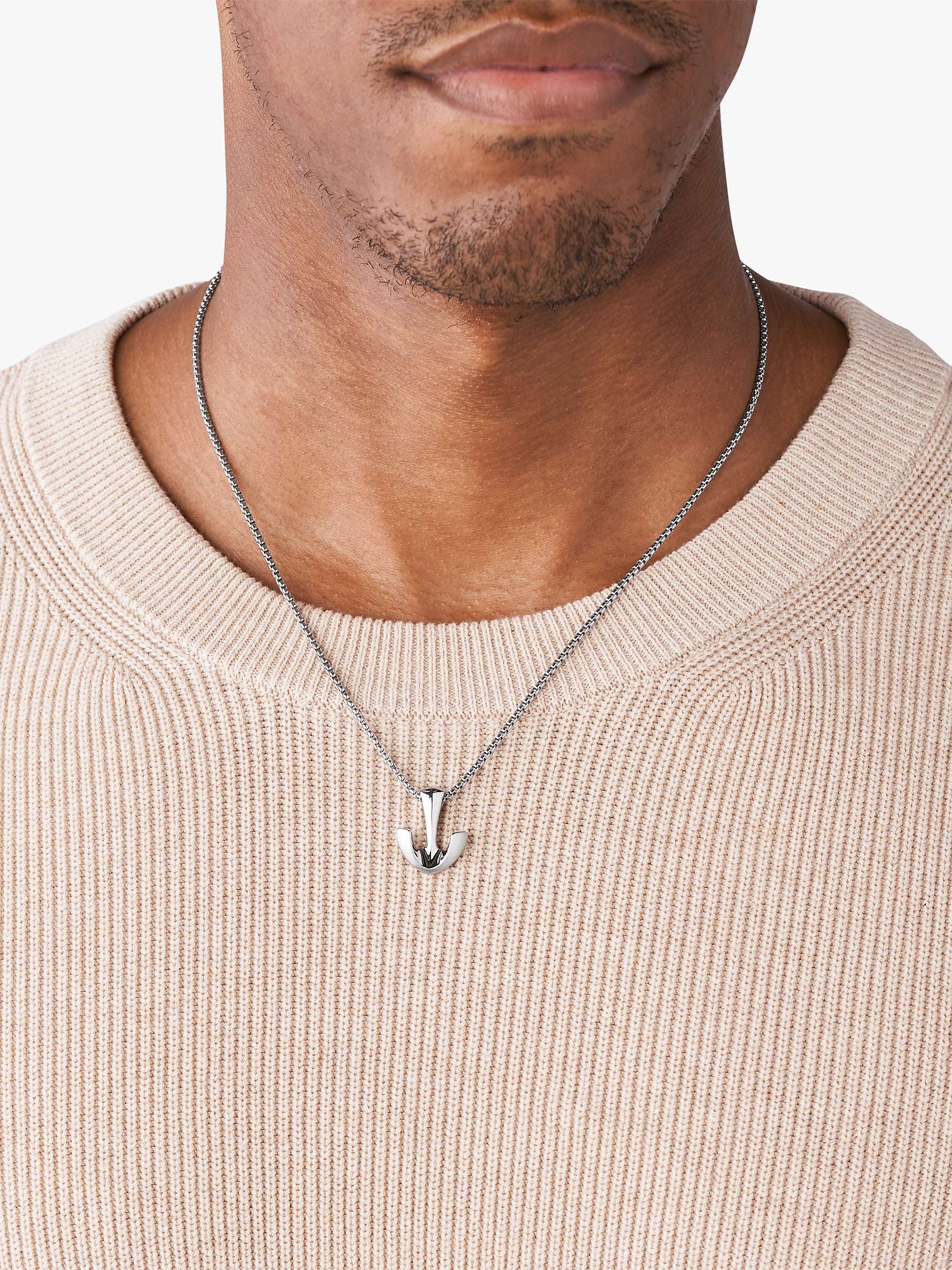 Buy Skagen Men's Anchor Pendant Necklace, Silver Online at johnlewis.com