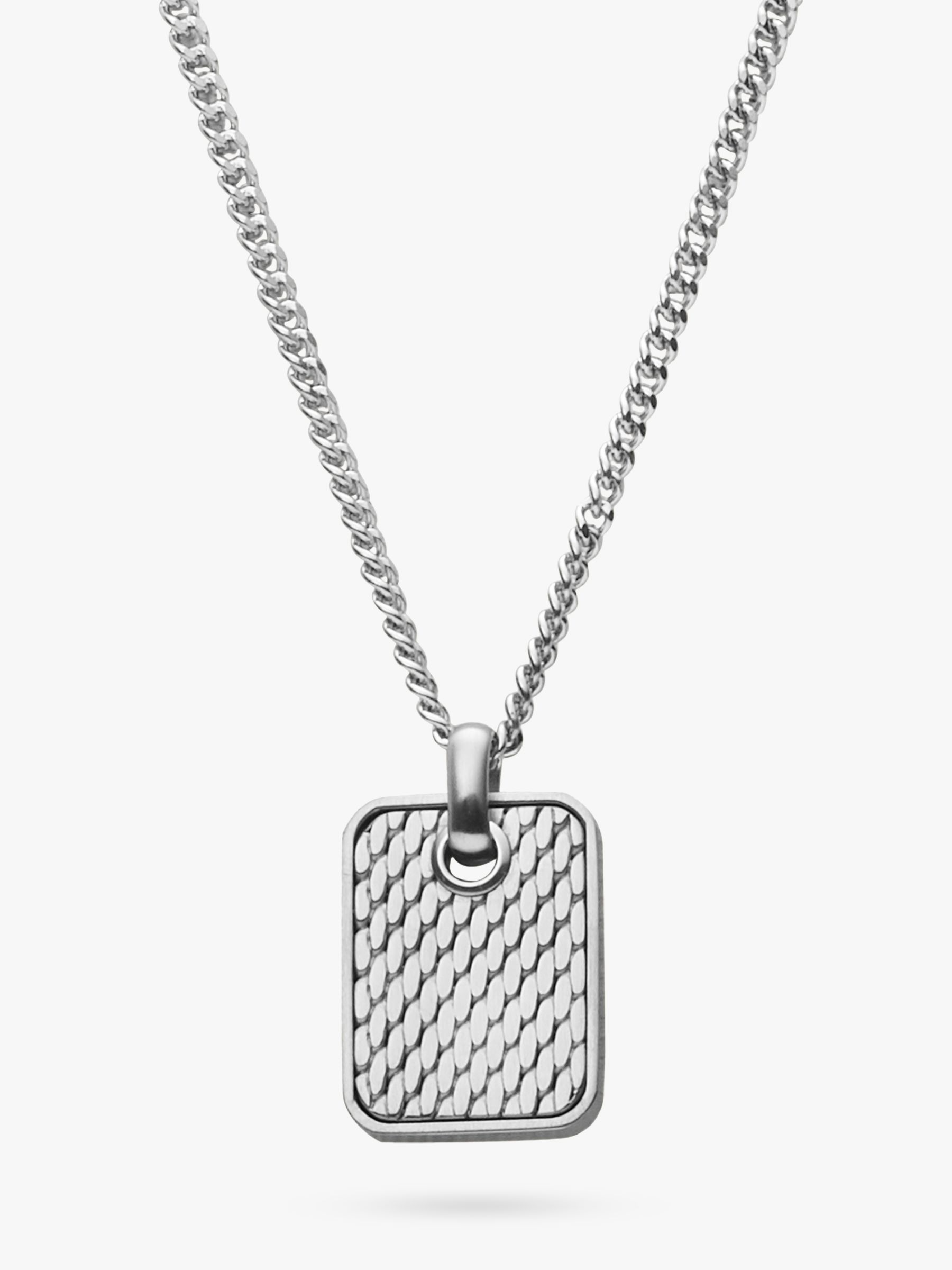 Skagen Men's Textured Pendant Necklace, Silver