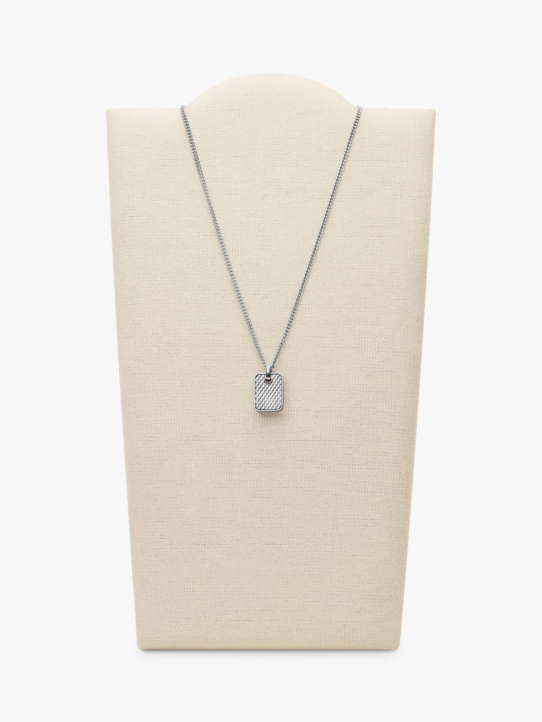 Buy Skagen Men's Textured Pendant Necklace, Silver Online at johnlewis.com