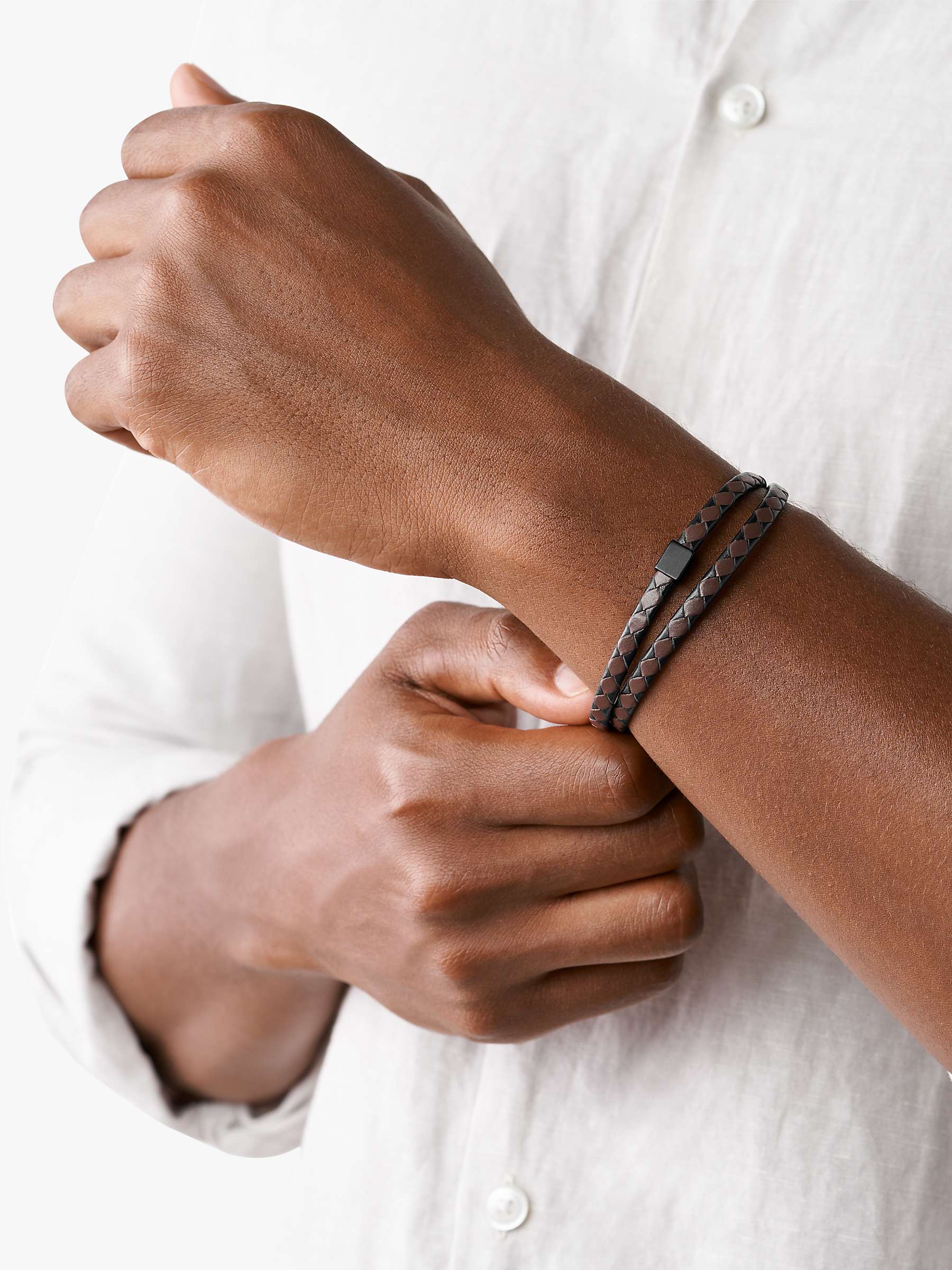 Buy Skagen Men's Leather Strap Bracelet Online at johnlewis.com