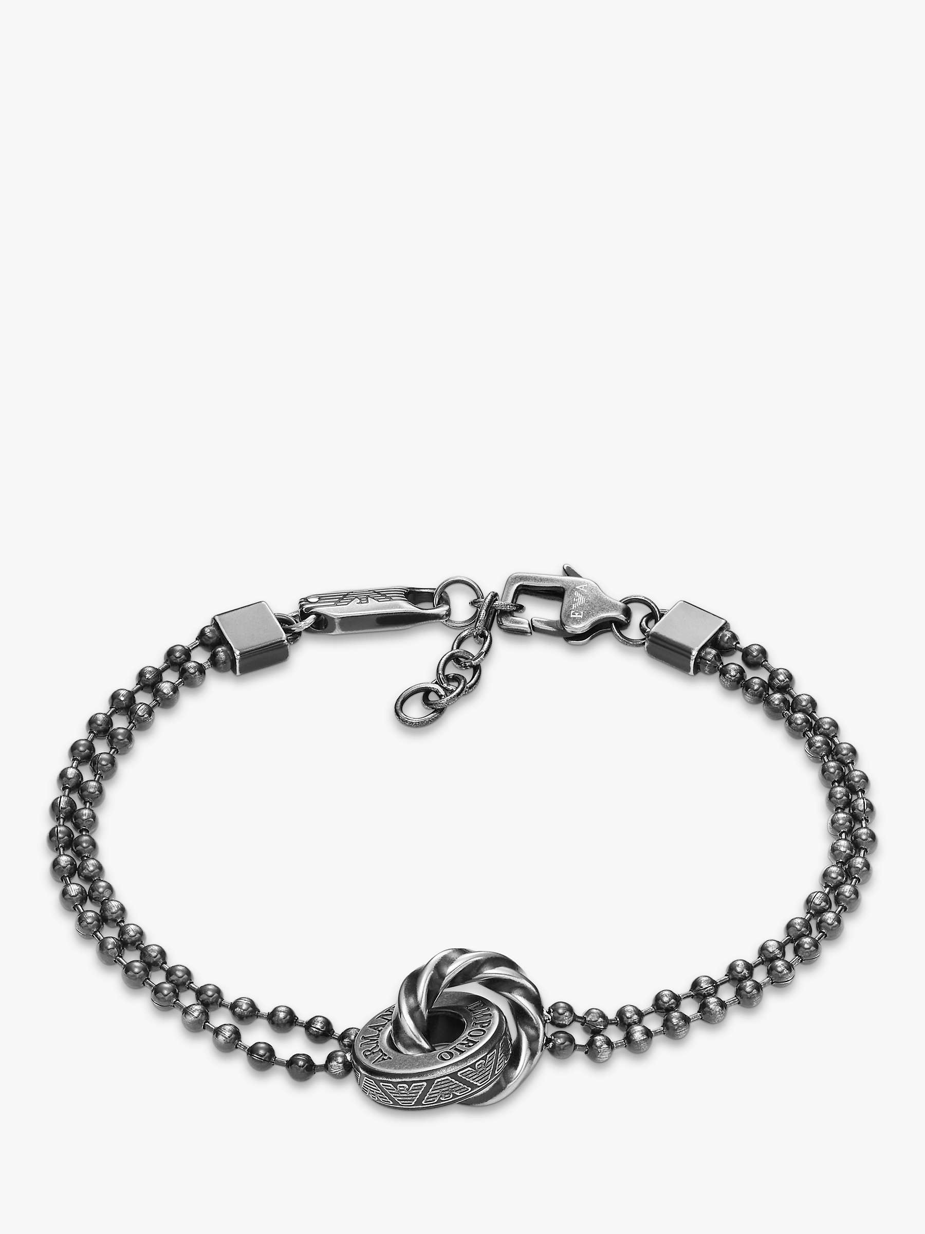 Buy Emporio Armani Men's Interlink Beaded Chain Bracelet, Silver Online at johnlewis.com