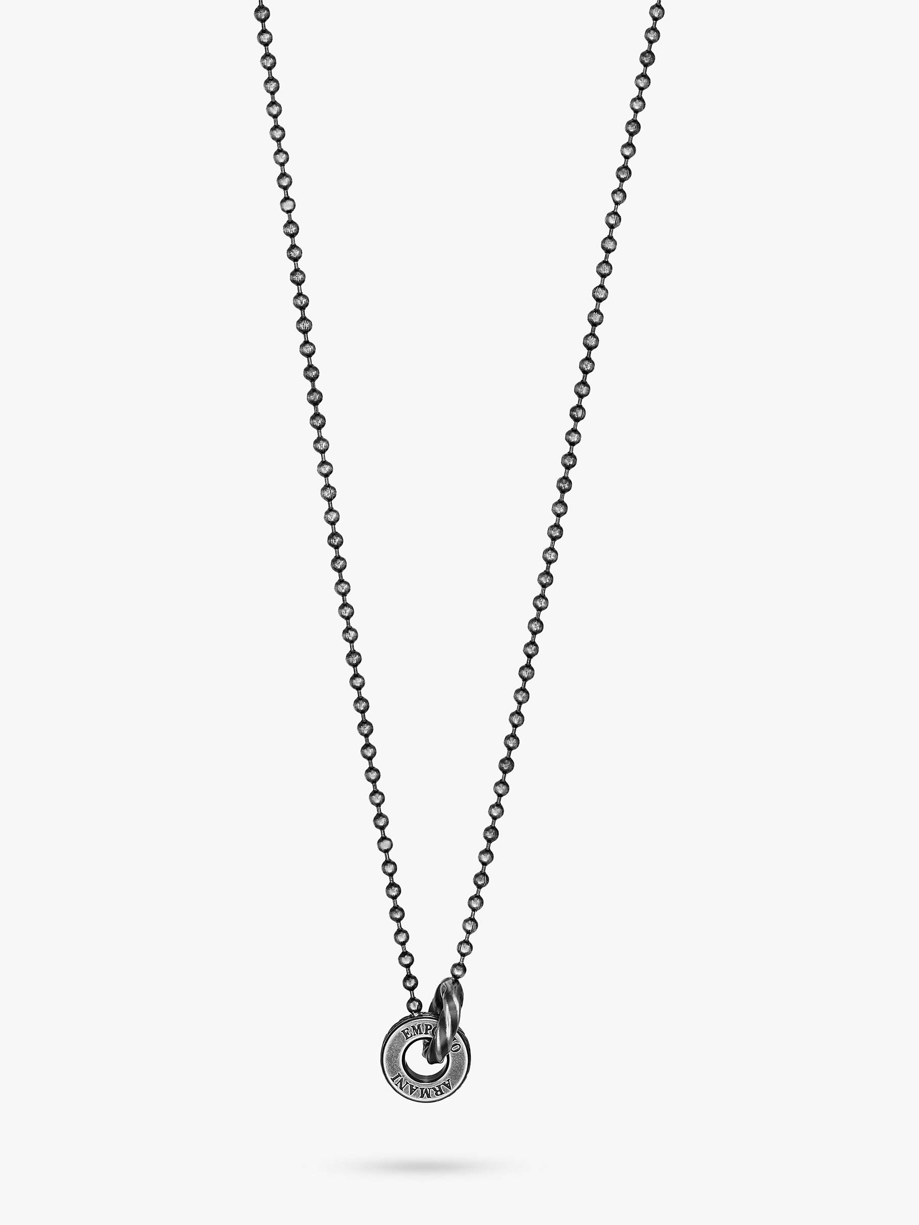 Buy Emporio Armani Men's Interlink Pendant Beaded Chain Necklace Online at johnlewis.com