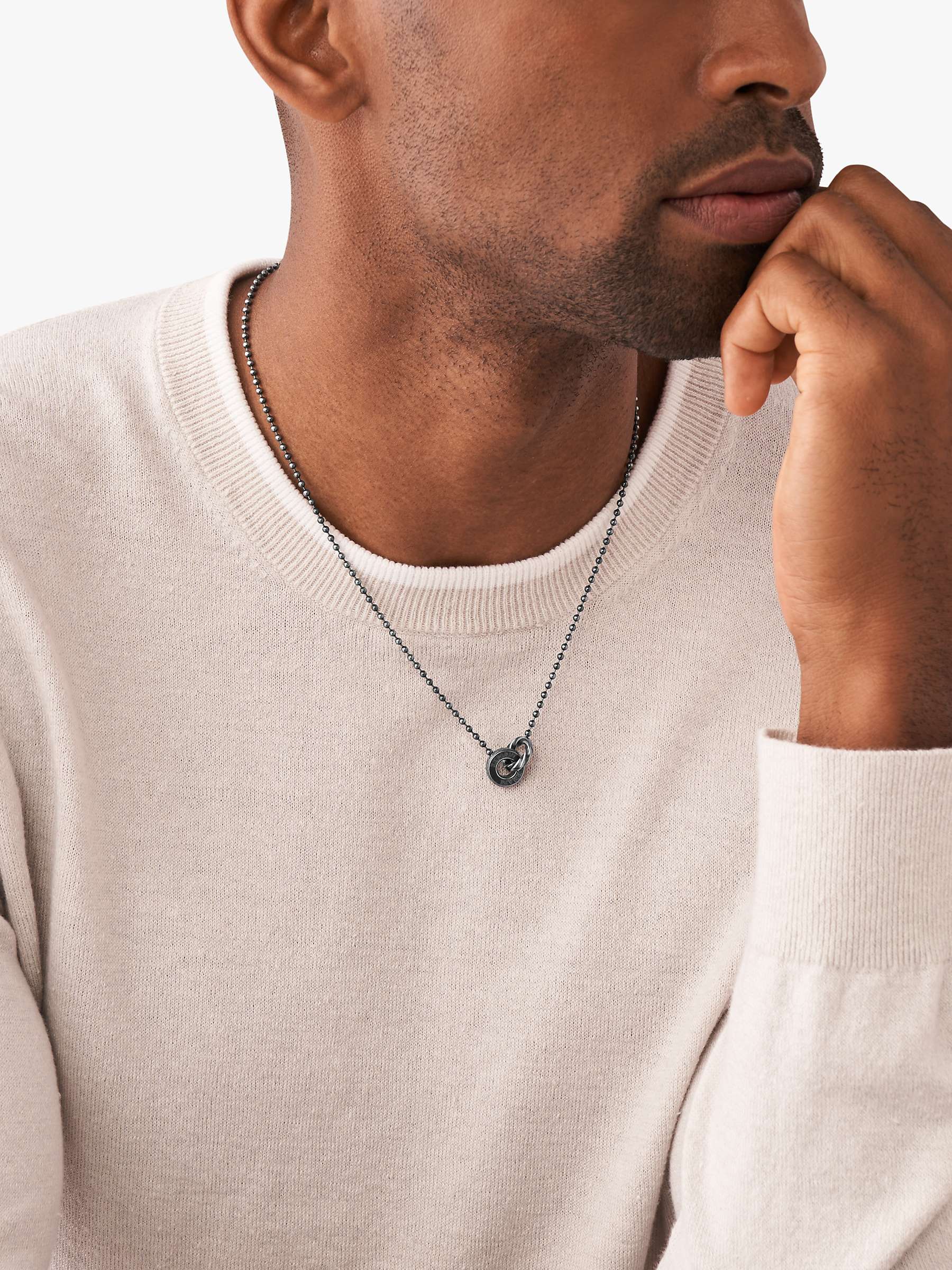 Buy Emporio Armani Men's Interlink Pendant Beaded Chain Necklace Online at johnlewis.com