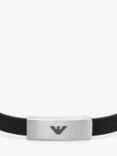 Emporio Armani Men's ID Textured Silicone Strap Bracelet, Silver/Black