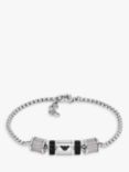 Emporio Armani Men's Rondelle Onyx Chain Bracelet, Silver