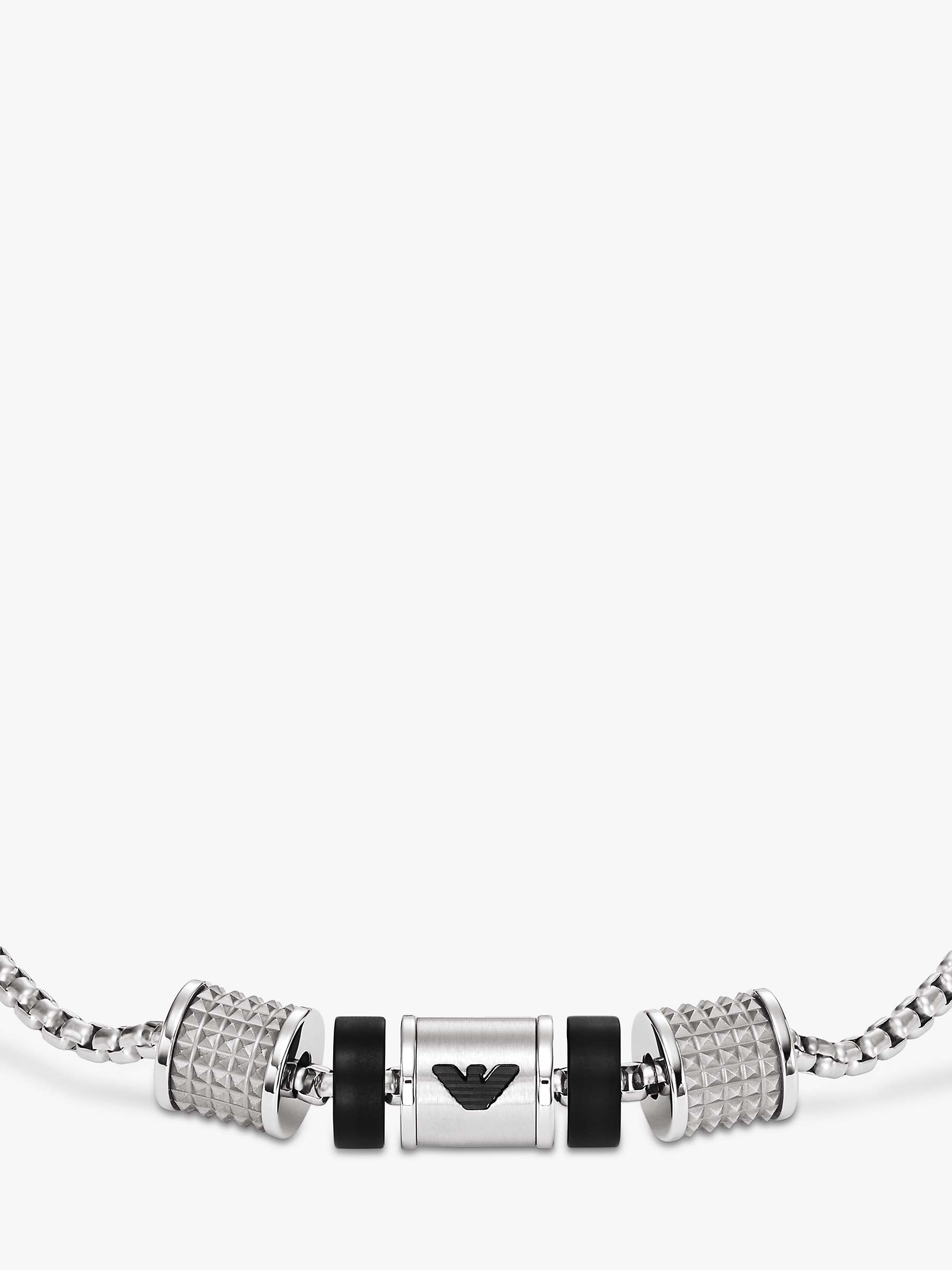 Buy Emporio Armani Men's Rondelle Onyx Chain Bracelet, Silver Online at johnlewis.com
