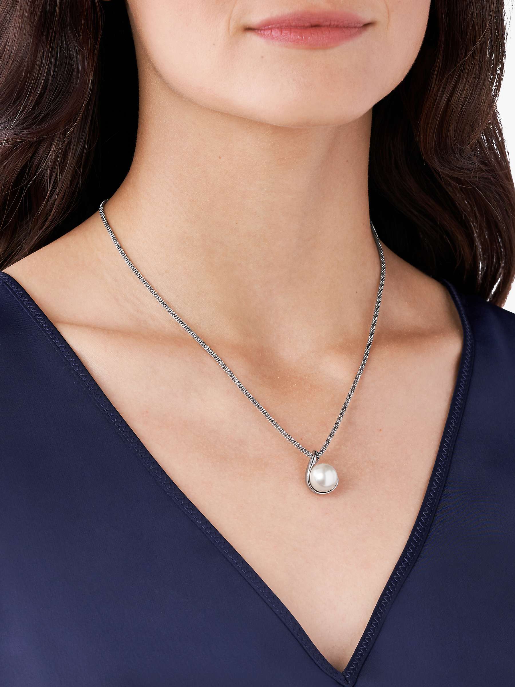 Buy Skagen Agnethe Pearl Crystal Pendant Necklace, Silver Online at johnlewis.com