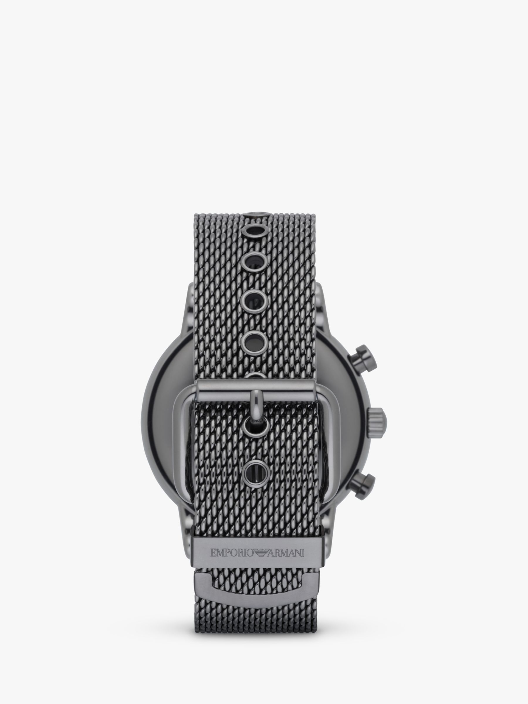 Buy Emporio Armani AR1979 Men's Chronograph Mesh Strap Watch, Gunmetal/Blue Online at johnlewis.com