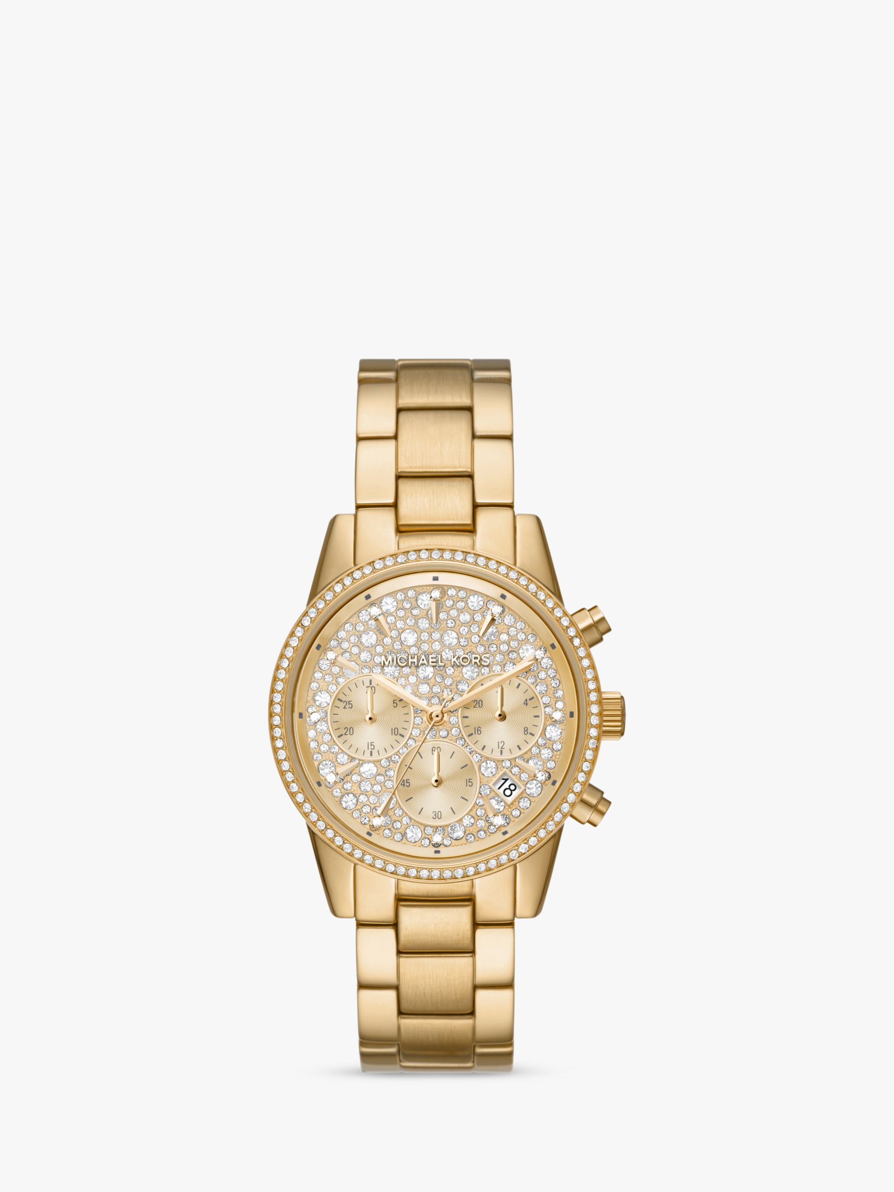 Michael Kors MK7310 Women's Ritz Crystal Pave Chronograph Bracelet ...