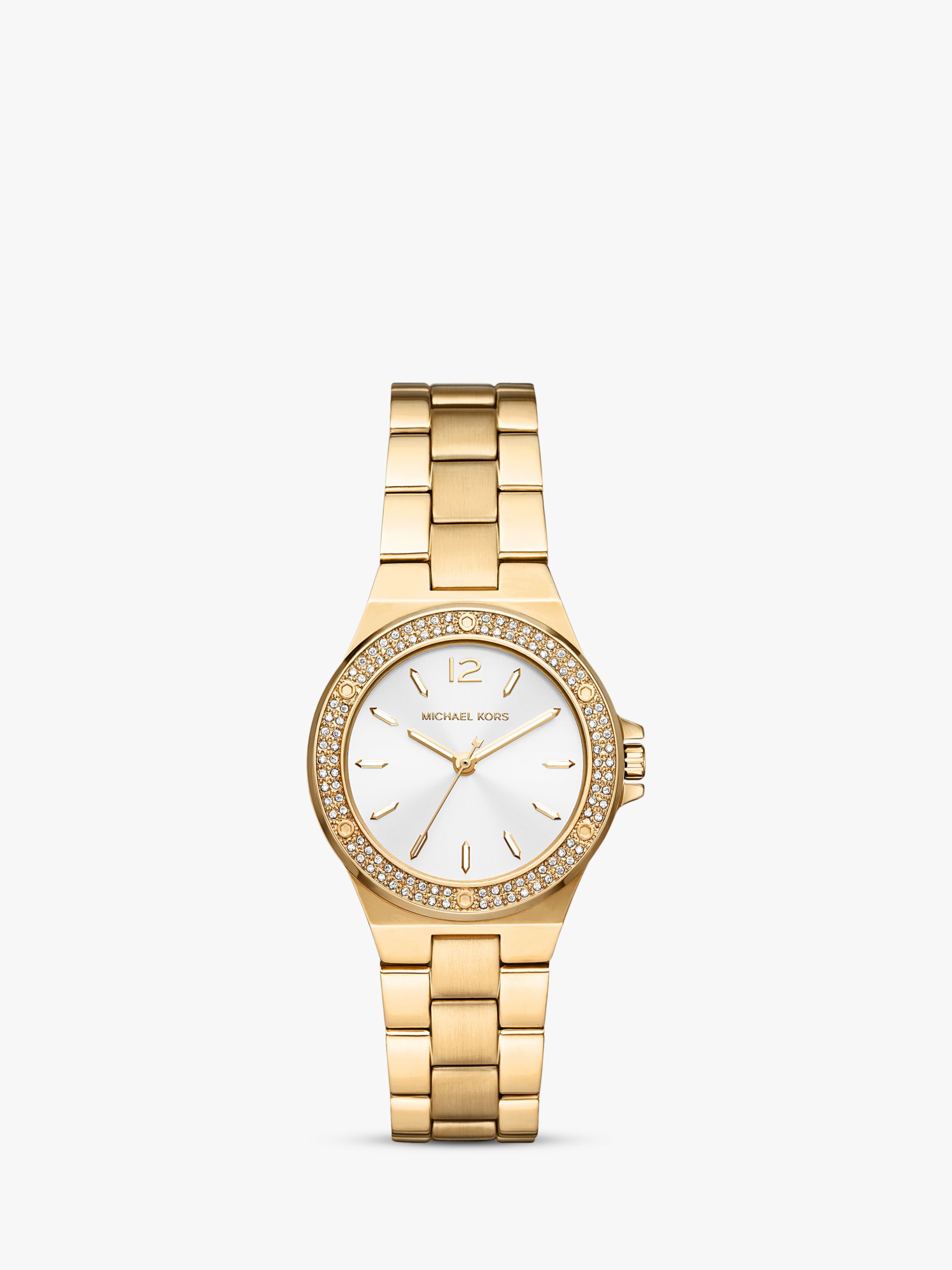 Michael Kors Women's Mini Lennox Pave Bezel Bracelet Strap Watch, Gold ...