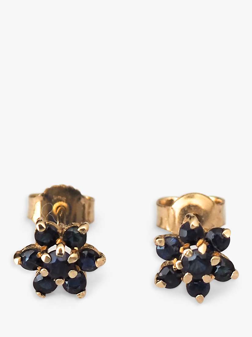 Buy L & T Heirlooms Second Hand 9ct Yellow Gold Sapphire Floral Cluster Stud Earrings Online at johnlewis.com