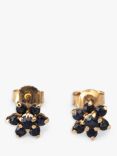 L & T Heirlooms Second Hand 9ct Yellow Gold Sapphire Floral Cluster Stud Earrings