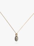 L & T Heirlooms Second Hand 9ct Yellow Gold Diamond Oval Stone Pendant Necklace