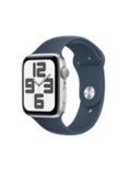 Apple Watch SE (2023) GPS, 44mm, Sport Band, Medium-Large, Silver/Storm Blue