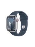 Apple Watch Series 9 GPS + Cellular, 41mm, Aluminium Case, Sport Band, Small-Medium, Silver/Storm Blue