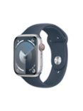 Apple Watch Series 9 GPS + Cellular, 45mm, Aluminium Case, Sport Band, Medium-Large, Silver/Storm Blue