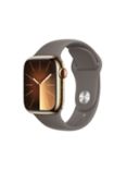 Apple Watch Series 9 GPS + Cellular, 41mm, Stainless Steel Case, Sport Band, Medium-Large, Gold/Clay