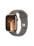 Apple Watch Series 9 GPS + Cellular, 45mm, Stainless Steel Case, Sport Band, Medium-Large, Gold/Clay