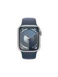 Apple Watch Series 9 GPS, 45mm, Aluminium Case, Sport Band, Silver/Storm Blue