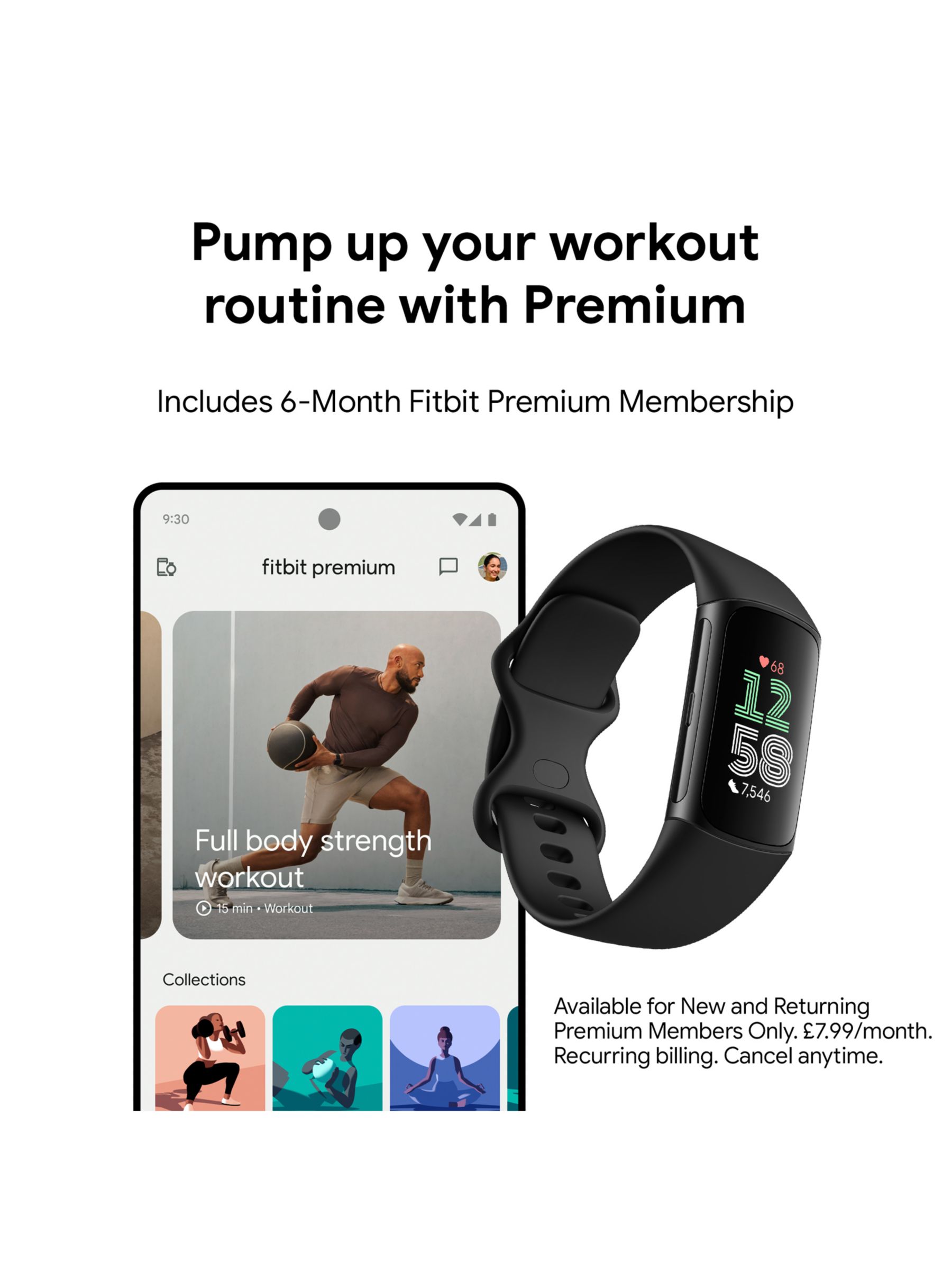  Fitbit Charge 6 Fitness Tracker with Google apps, Heart Rate on  Exercise Equipment, 6-Months Premium Membership Included, GPS, Health Tools  and More, Obsidian/Black, One Size (S & L Bands Included) 