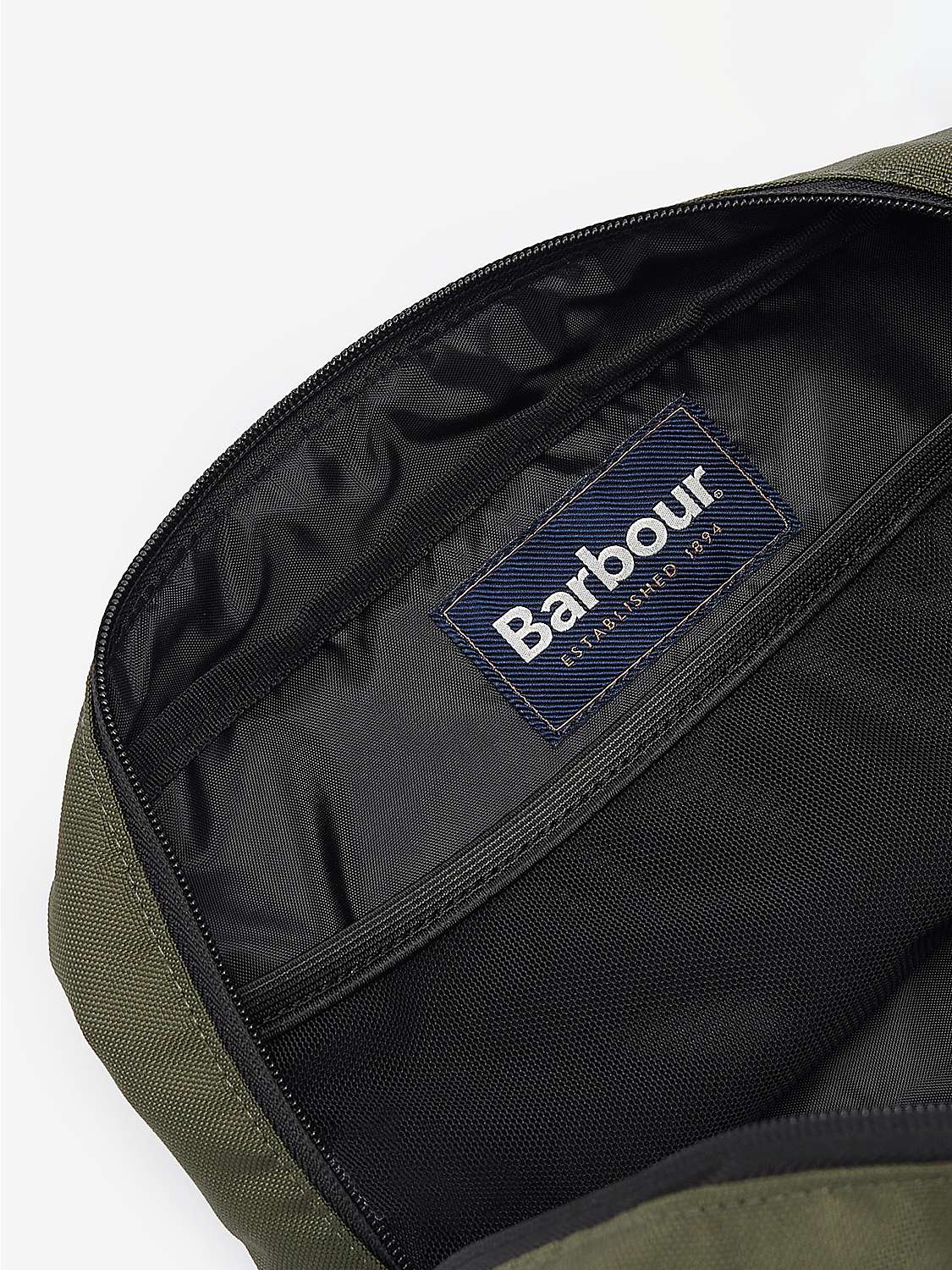 Buy Barbour Arwin Wash Bag, Olive/Black Online at johnlewis.com