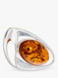 Be-Jewelled Oval Baltic Cognac Amber Sterling Silver Brooch
