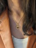 Be-Jewelled Baltic Amber Sunburst Pendant Necklace, Gold/Cognac