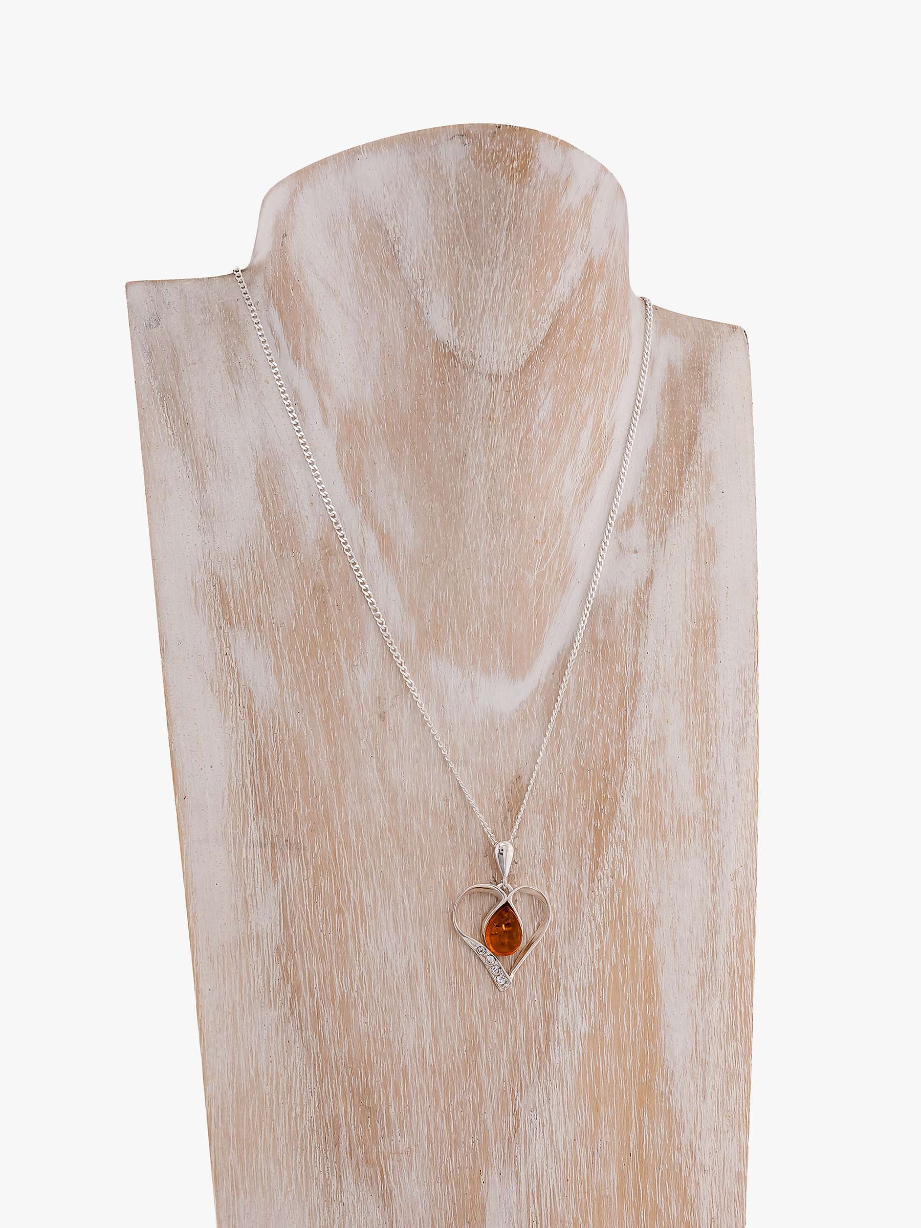 Buy Be-Jewelled Amber Cutout Heart Pendant Necklace, Silver/Cognac Online at johnlewis.com