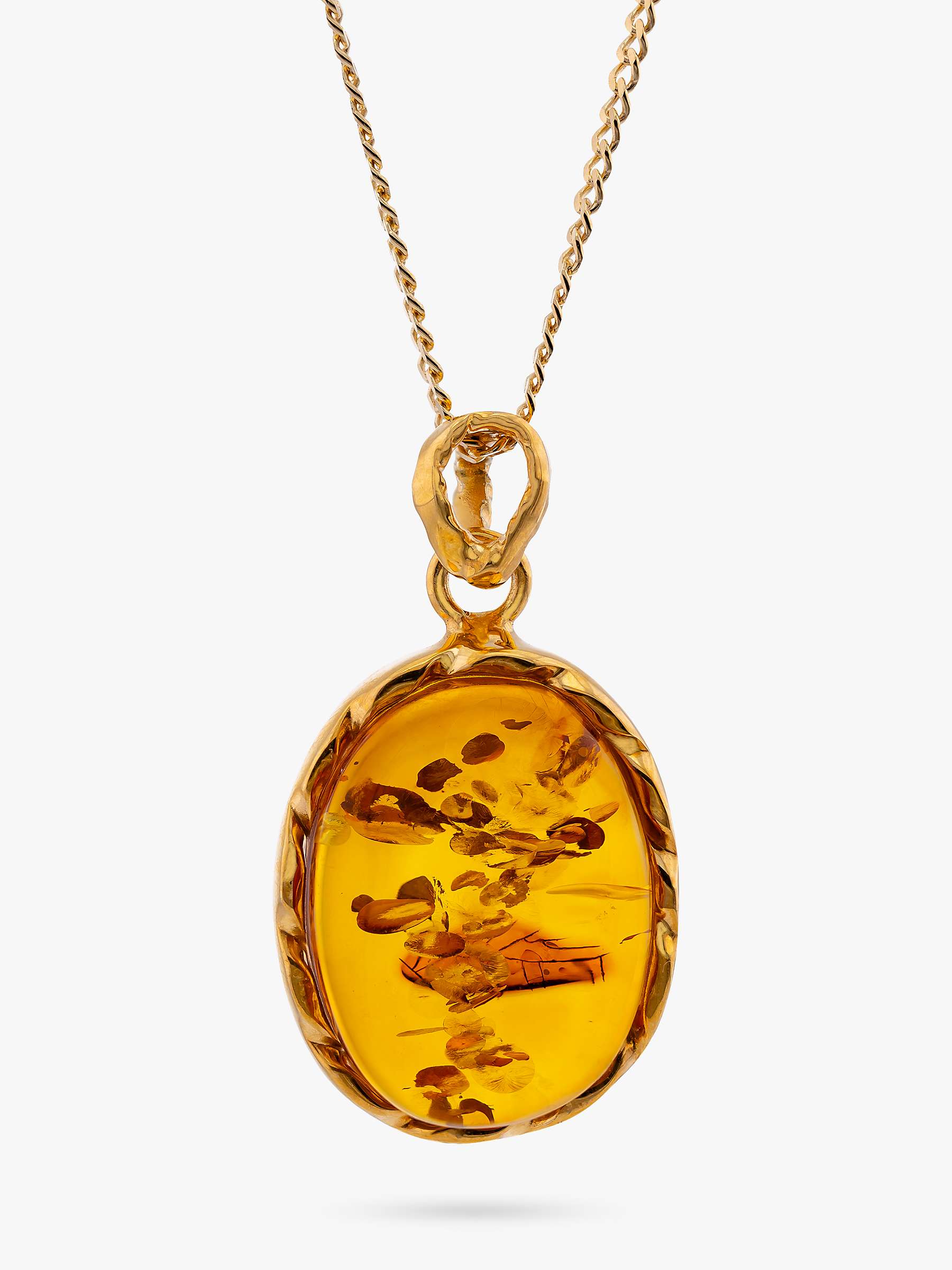 Buy Be-Jewelled Baltic Amber Pendant Necklace, Gold/Cognac Online at johnlewis.com