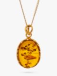 Be-Jewelled Baltic Amber Pendant Necklace, Gold/Cognac