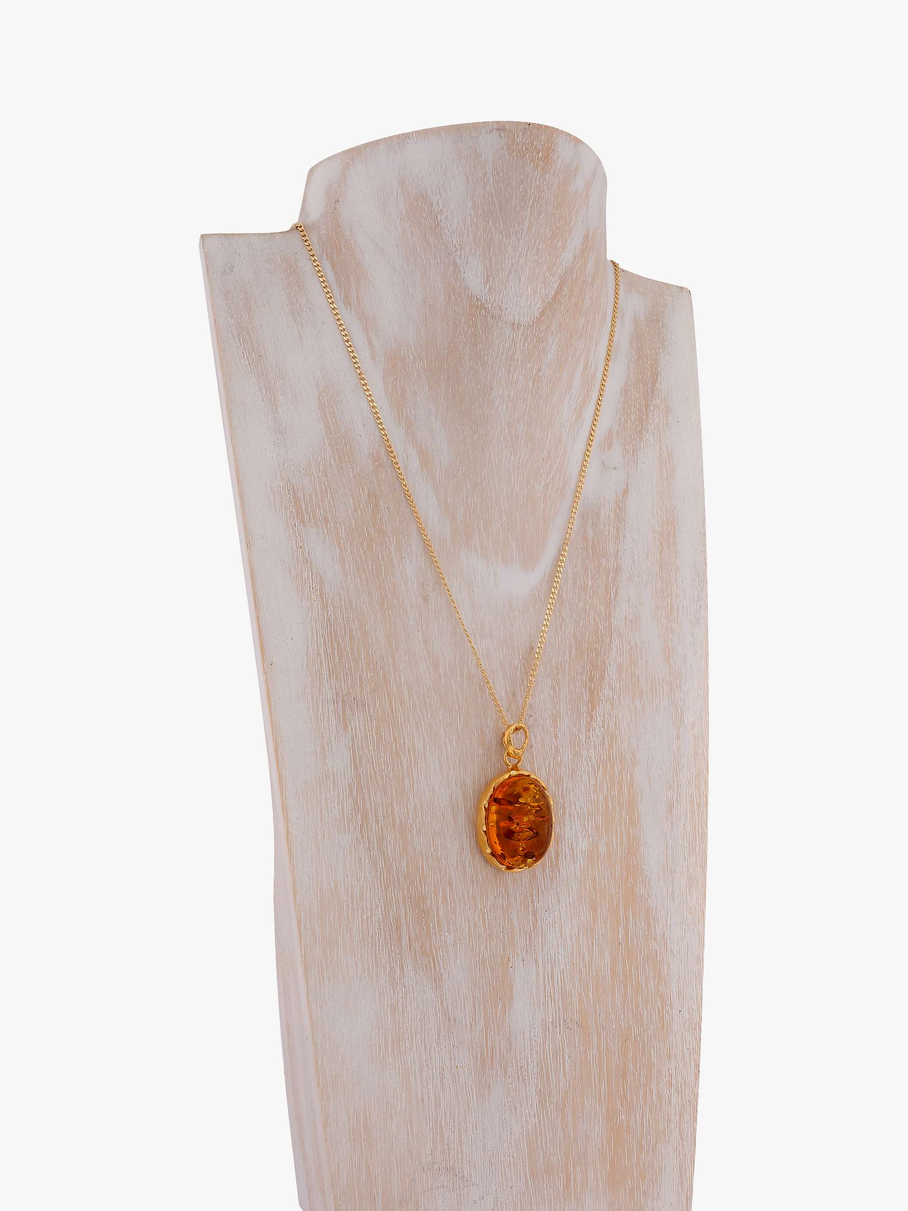 Buy Be-Jewelled Baltic Amber Pendant Necklace, Gold/Cognac Online at johnlewis.com