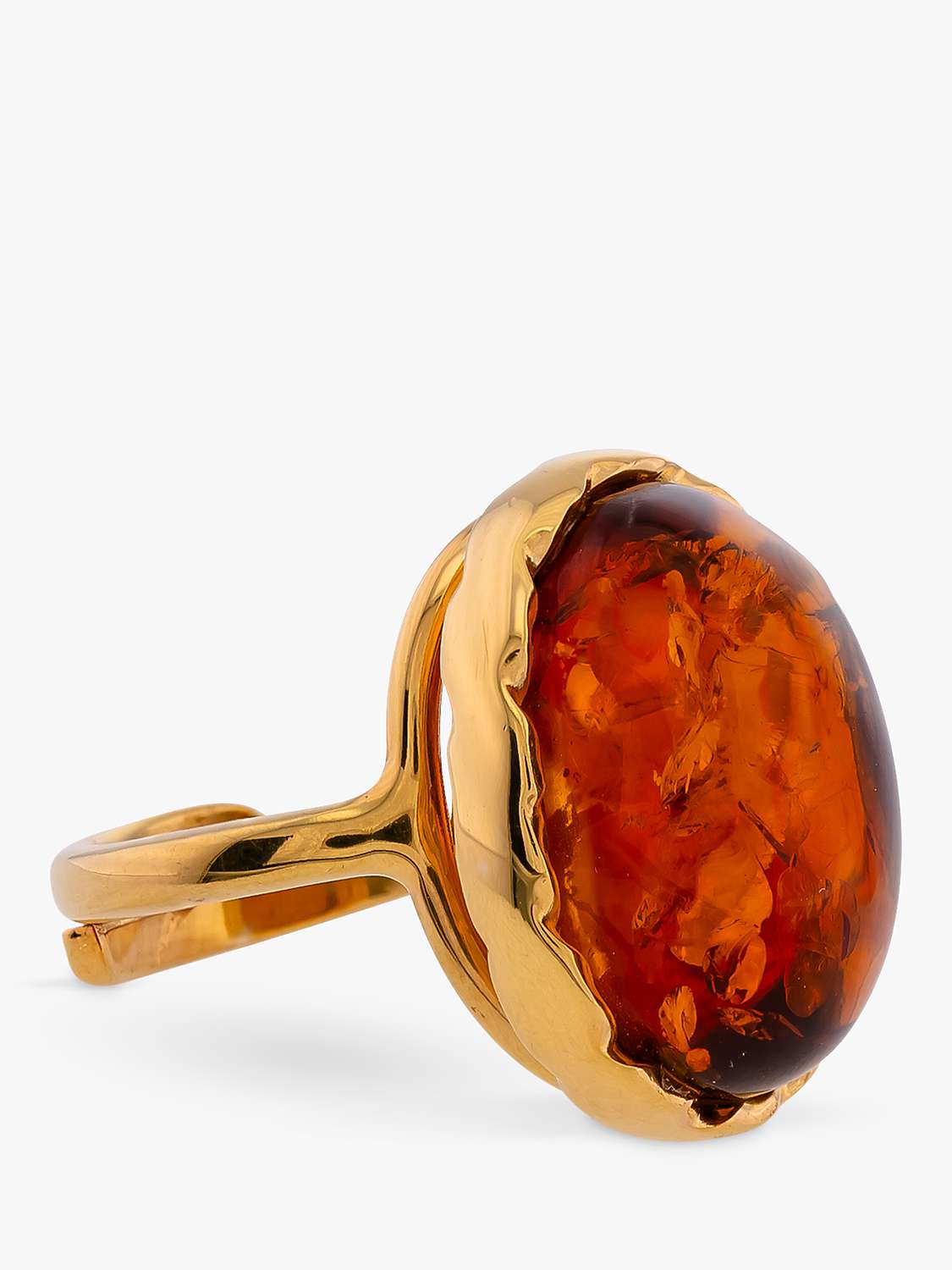 Buy Be-Jewelled Limited Edition Baltic Amber Oval Cabochon Ring, Gold/Cognac Online at johnlewis.com